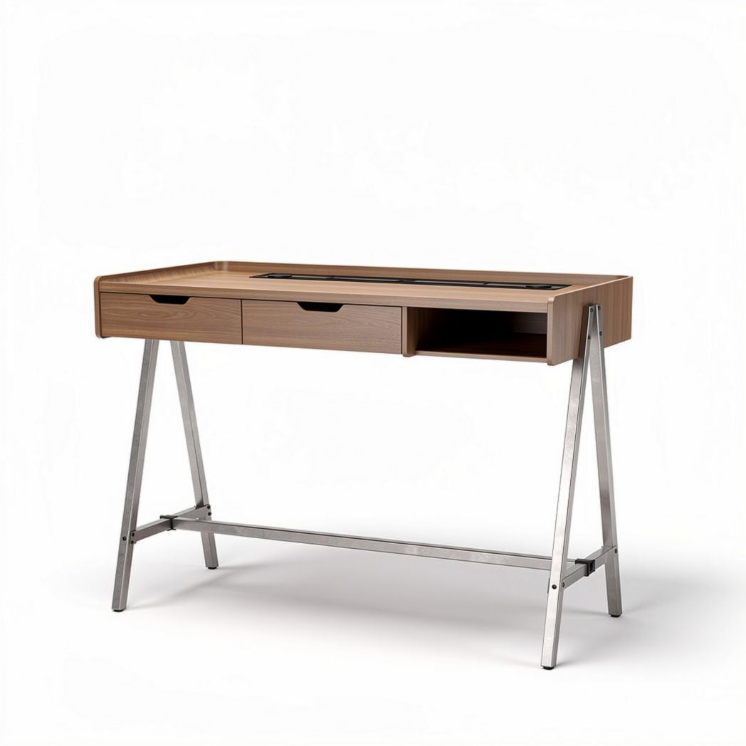 Bureau met lades voor kantoor of studeerkamer - hout en metaal - 120 x 60 x 75cm