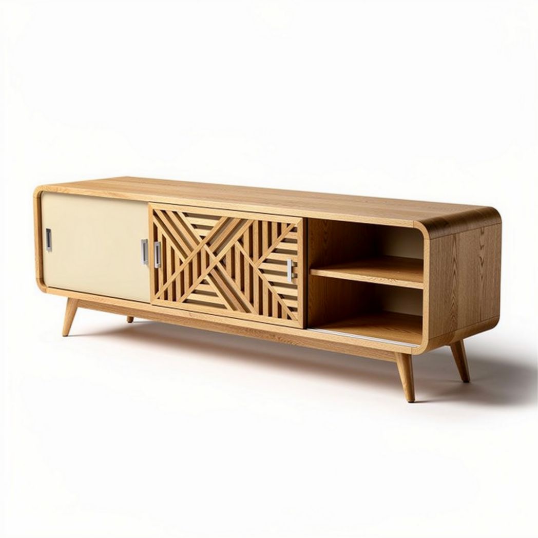 Tv-meubel van bewerkt hout voor de woonkamer - 150 x 45 x 60cm
