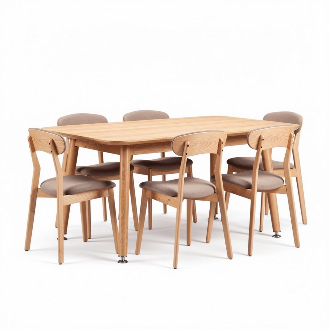 Eettafel van hout voor de eetkamer met zes stoelen - 180 x 90 x 75cm